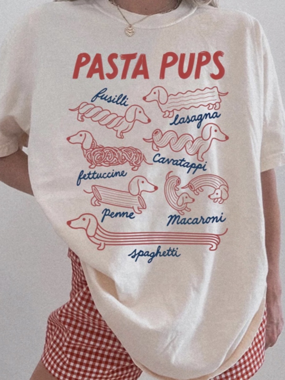 Gildan Pasta Pups Dachshund Graphic T-Shirt Funny Dachshund Spaghetti Tee